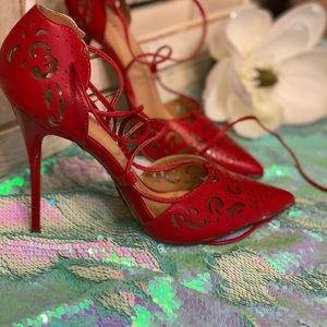 Laser cut 🔥hot red stiletto! Like new!